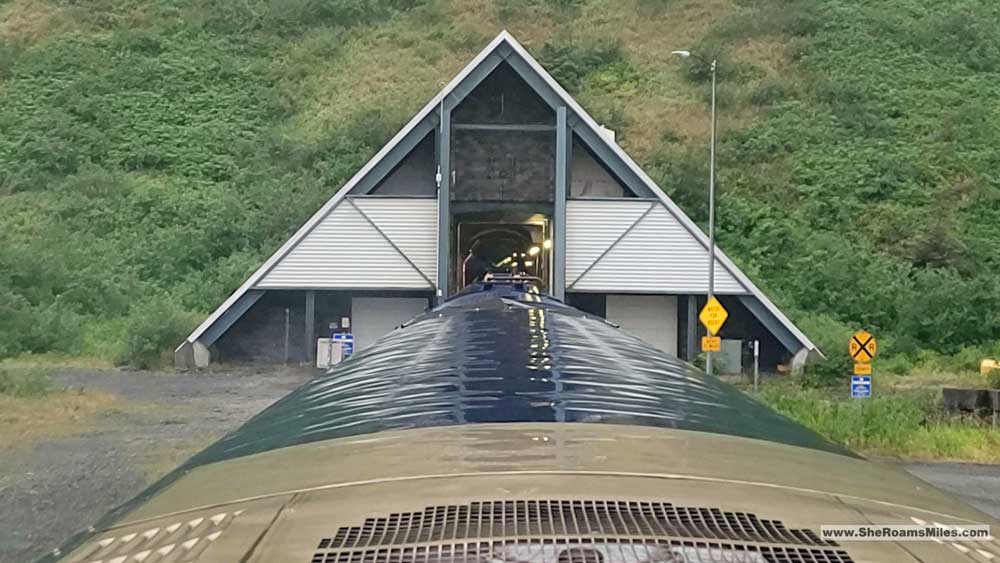 Alaska Train Going Into A Tunnel