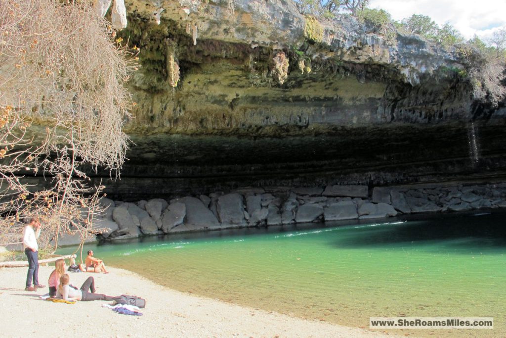 Hamilton Pool Preserve Beach With People Relaxing